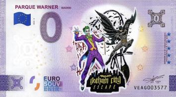 0 Euro biljet Spanje 2023 - Parque Warner Gotham city KLEUR