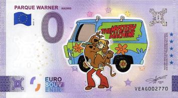 0 Euro biljet Spanje 2023 - Parque Warner The Mystery machine KLEUR