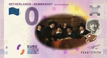 0 Euro biljet Nederland 2019 - Rembrandt De Staalmeesters KLEUR