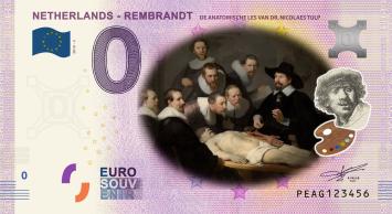0 Euro biljet Nederland 2019 - Rembrandt De Anatomische les van Dr. Nicolaes Tulp KLEUR