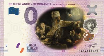 0 Euro biljet Nederland 2019 - Rembrandt Het Feestmaal van Belsazar KLEUR