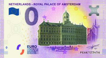 0 Euro biljet Nederland 2019 - Royal Palace of Amsterdam KLEUR