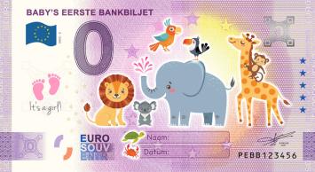 0 Euro biljet Nederland 2022 - Baby's eerste bankbiljet KLEUR ROZE