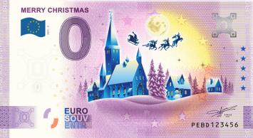 0 Euro biljet Nederland 2021 - Merry Christmas KLEUR