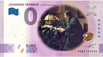0 Euro biljet Nederland 2021 - Vermeer De Astronoom KLEUR