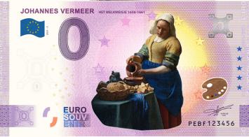 0 Euro biljet Nederland 2021 - Vermeer Het Melkmeisje KLEUR