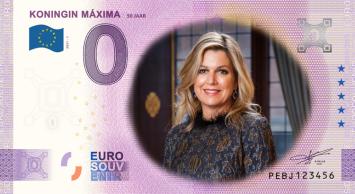 0 Euro biljet Nederland 2021 - Koningin Máxima 50 jaar KLEUR
