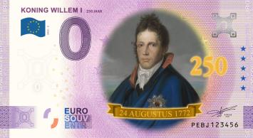 0 Euro biljet Nederland 2022 - 250 jaar Koning Willem I KLEUR
