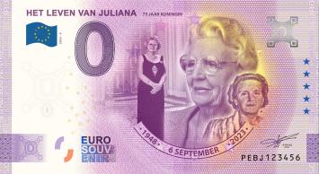 0 Euro biljet Nederland 2023 - Het leven van Juliana - 75 jaar koningin LIMITED EDITION FIP #87
