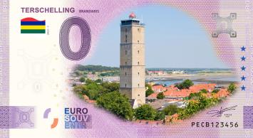 0 Euro biljet Nederland 2023 - Terschelling Brandaris KLEUR