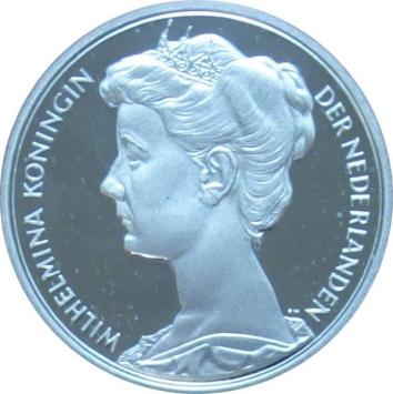 Penning Wilhelmina 1998 100 Jaar Koningin in zilver 21 mm