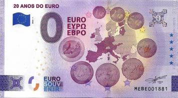 0 Euro biljet Portugal 2022 - 20 Anos do Euro