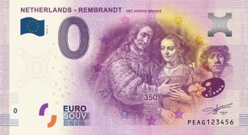 0 Euro biljet Nederland 2019 - Rembrandt Het Joodse Bruidje LIMITED EDITION FIP#6