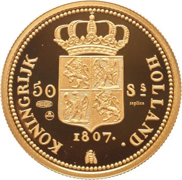 Replica 50 Stuiver 1807 in Verguld Zilver