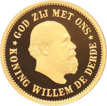 Replica 5 gulden goud 1877 in Verguld Zilver