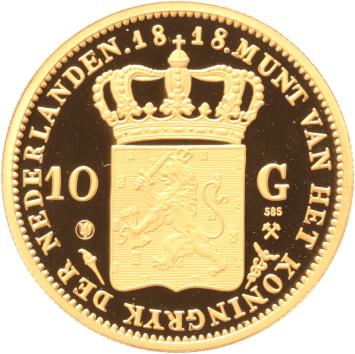 Replica van de Gouden 10 gulden 1818 Koning Willem I in Goud 