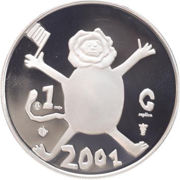 Replica 1 Gulden 2001 Beatrix in Zilver