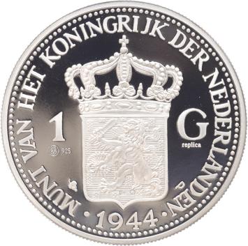 Replica 1 Gulden 1944 Wilhelmina in Zilver