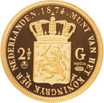Replica 2 1/2 Gulden 1874 in Verguld Zilver