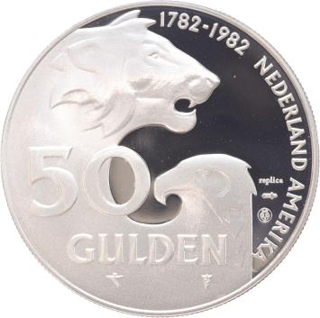 Replica 50 Gulden Beatrix 1982 in zilver