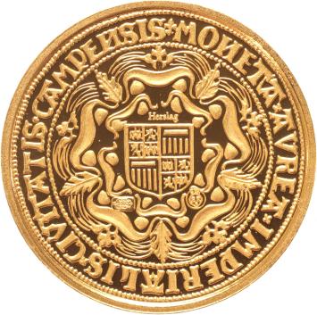Replica Dubbele Rozenobel ca 1600 Kampen in Goud