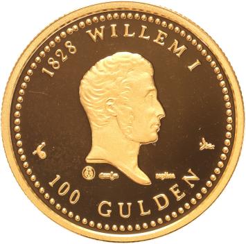 Replica Nederlandse Antillen 100 Gulden 1978 in Verguld Zilver