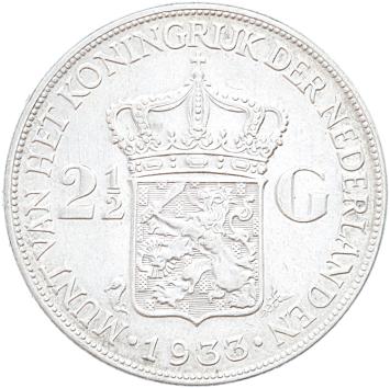 Nederland 2,5 gulden zilver Wilhelmina 100 ex.
