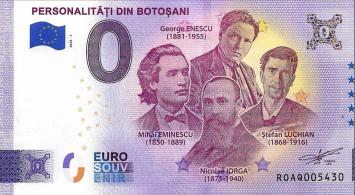 0 Euro biljet Roemenië 2023 - Personalitati din Botosani