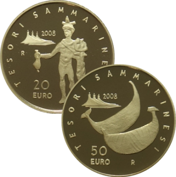 San Marino 20 en 50 euro goud 2008 Villano & Roman Civilization proof