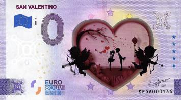 0 Euro biljet Italië 2023 - San Valentino KLEUR