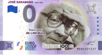 0 Euro biljet Portugal 2022 - José Saramago KLEUR