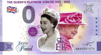0 Pound biljet Engeland 2022 - The Queen's Platinum Jubilee KLEUR
