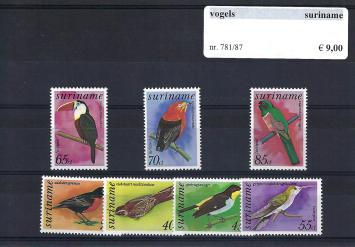 Themazegels Vogels Suriname nr. 781/787