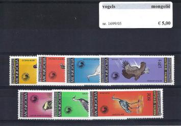 Themazegels Vogels Mongolië nr. 1699/1705