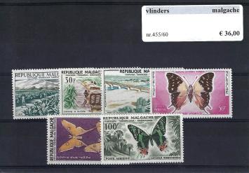 Themazegels Vlinders Malgache nr. 455/460