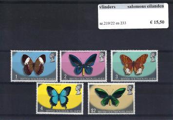 Themazegels Vlinders Solomon Islands nr. 219/222 + 233