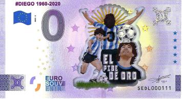 0 Euro biljet Italië 2022 - Diego 1960-2020 KLEUR
