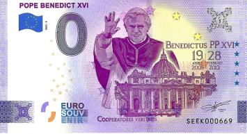 0 Euro biljet Vaticaan 2022 - Pope Benedict XVI