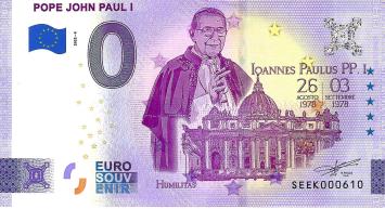 0 Euro biljet Vaticaan 2022 - Pope John Paul I