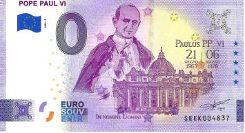 0 Euro biljet Vaticaan 2022 - Pope Paul VI