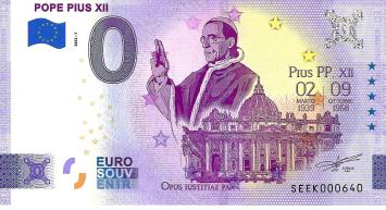 0 Euro biljet Vaticaan 2022 - Pope Pius XII