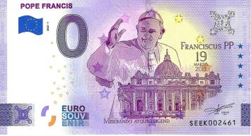 0 Euro biljet Vaticaan 2022 - Pope Francis