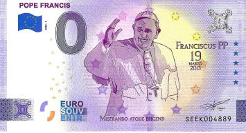 0 Euro biljet Vaticaan 2022 - Pope Francis MISPRINT