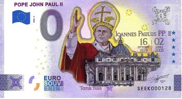 0 Euro biljet Vaticaan 2022 - Pope John Paul II KLEUR