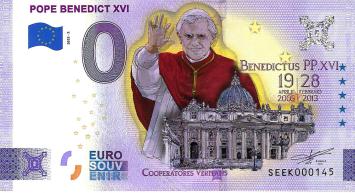 0 Euro biljet Vaticaan 2022 - Pope Benedict XVI KLEUR