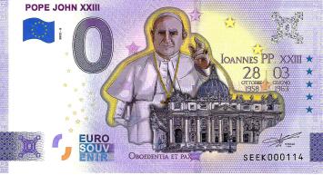 0 Euro biljet Vaticaan 2022 - Pope John XXIII KLEUR