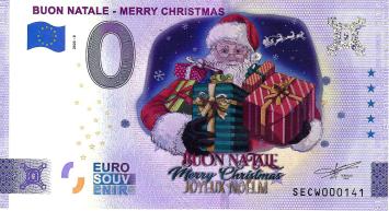 0 Euro biljet Italië 2022 - Buon Natale Merry Christmas KLEUR