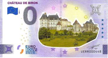 0 Euro biljet Frankrijk 2022 - Château de Biron KLEUR