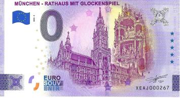 0 Euro biljet Duitsland 2022 - München Rathaus mit Glockenspiel
