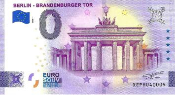 0 Euro biljet Duitsland 2022 - Berlin Brandenburger Tor
